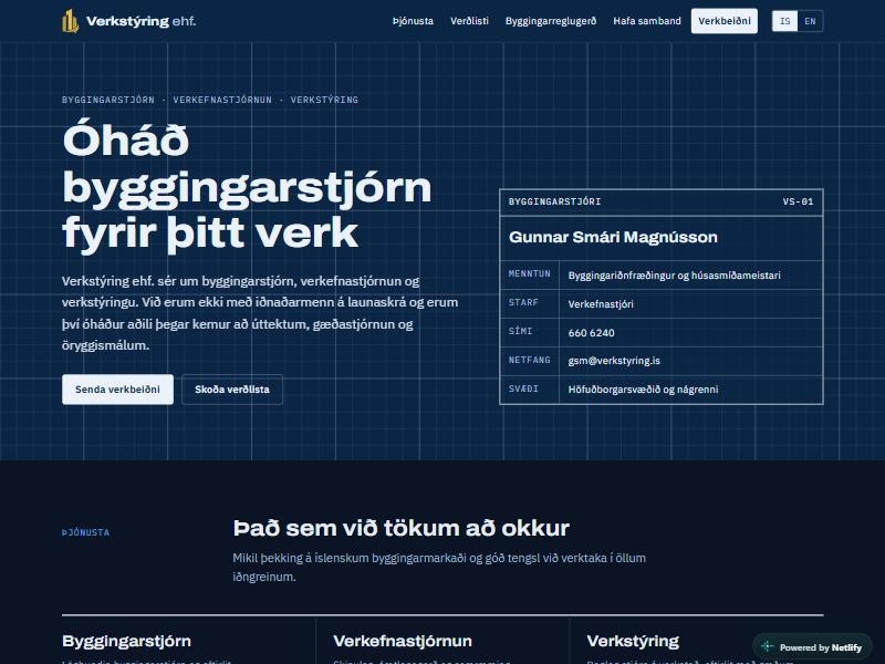 Forsíða Verkstýringar ehf.